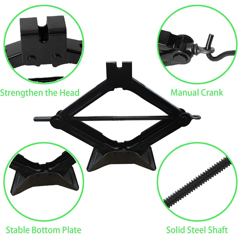 2Ton Scissor Wind Up Jack Lift and Extendable Wheel Wrench For Car Van Emergency