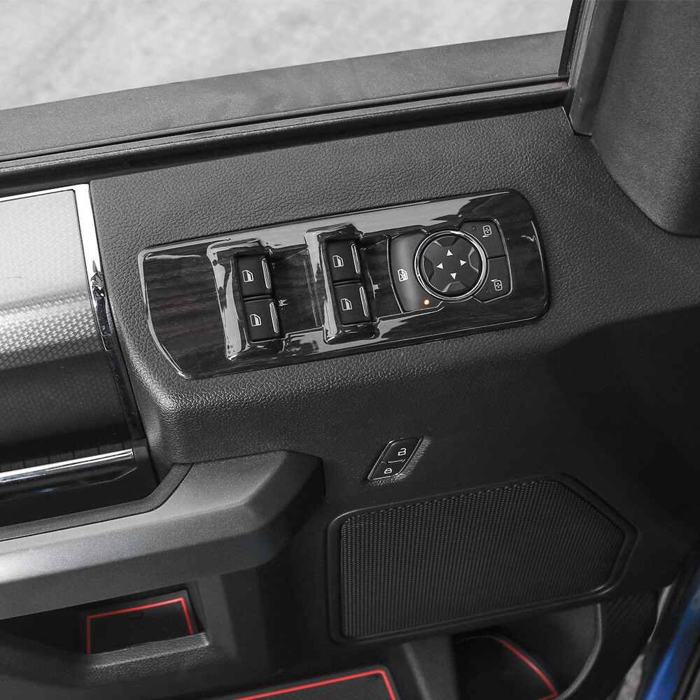 Black Wood Grain Window Lift Switch Panel Decor Cover Trim For Ford F150 2015-20