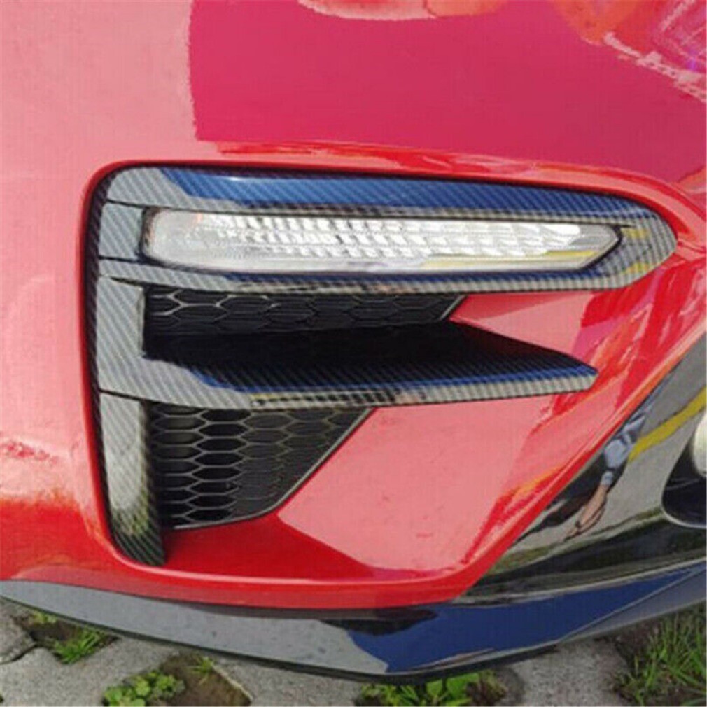 For Kia Forte Sedan 2019-21 Carbon Fiber Front Bumper Fog Light Lamp Trim Cover