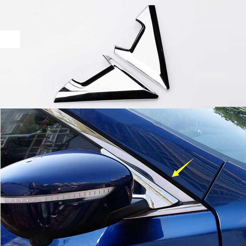 For Nissan Rogue 14-20 Chrome Front Window A-pillar Mirror Bracket Cover Trim 2P