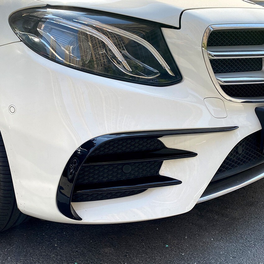For 16-20 Mercedes Benz E-Class W213 E200 E300 E250 Gloss Black Front Bumper Lip