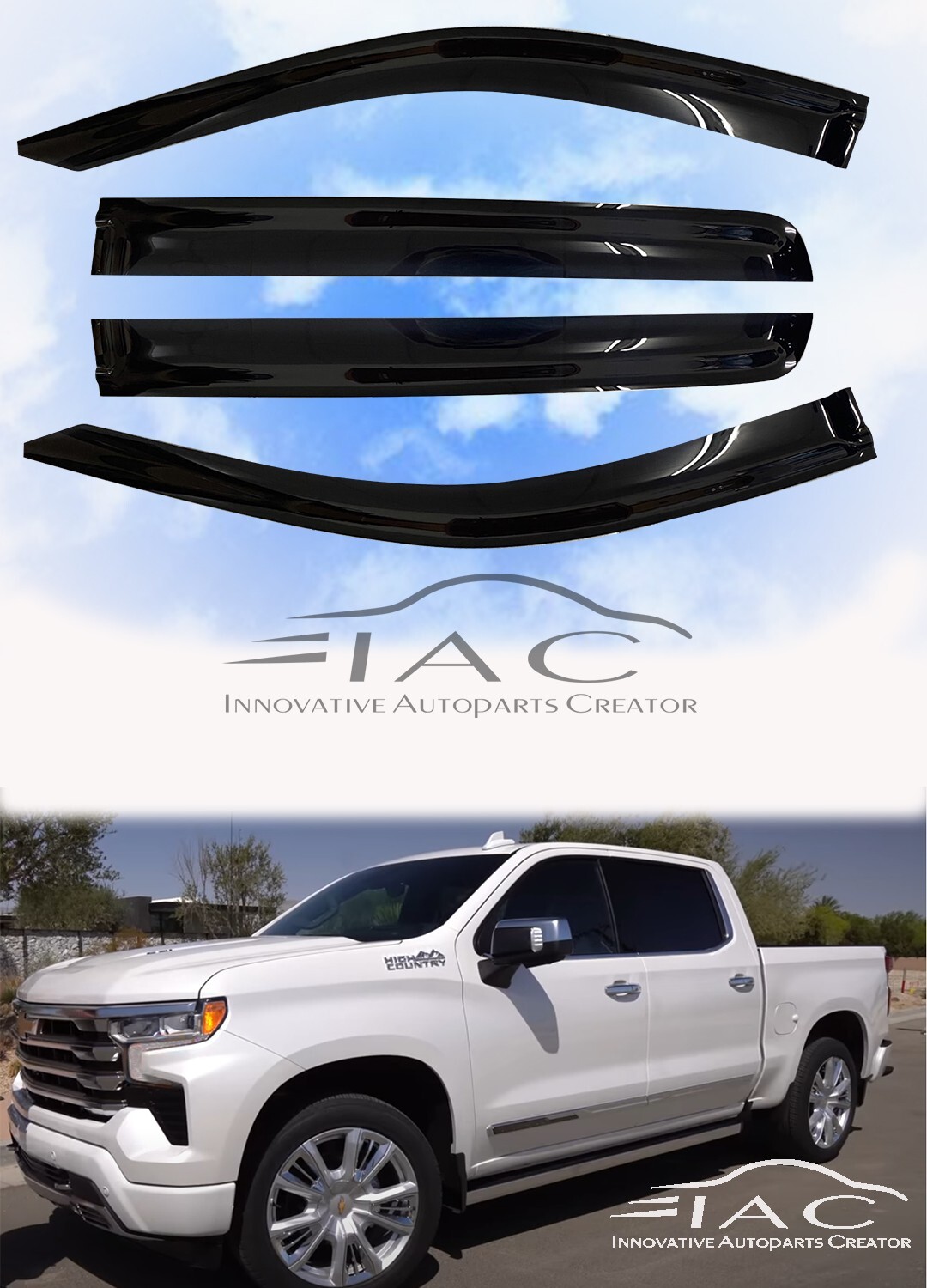 For Chevrolet Silverado 2020- Window Visor Vent Sun Shade Rain Guard Door Visor
