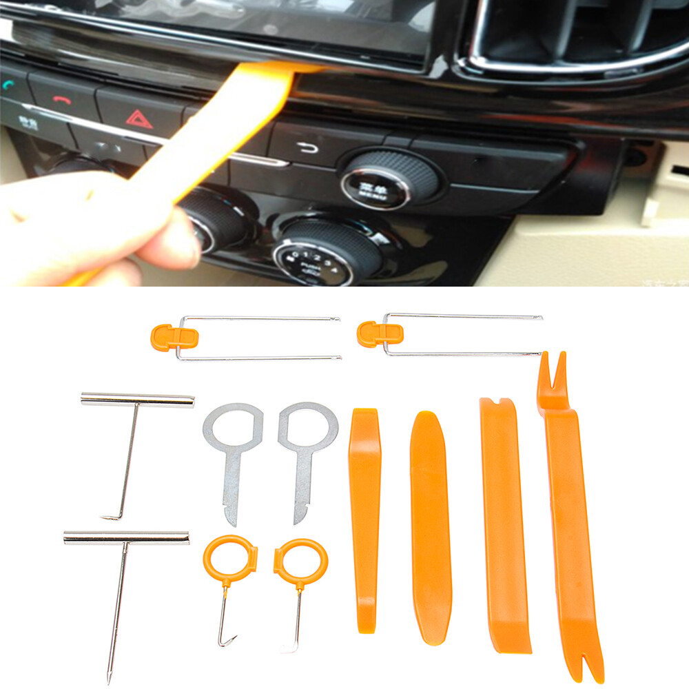 Removal Car Door Trim Tool Pry Panel Dash Radio Body Clip Installer 12 PCS Kit