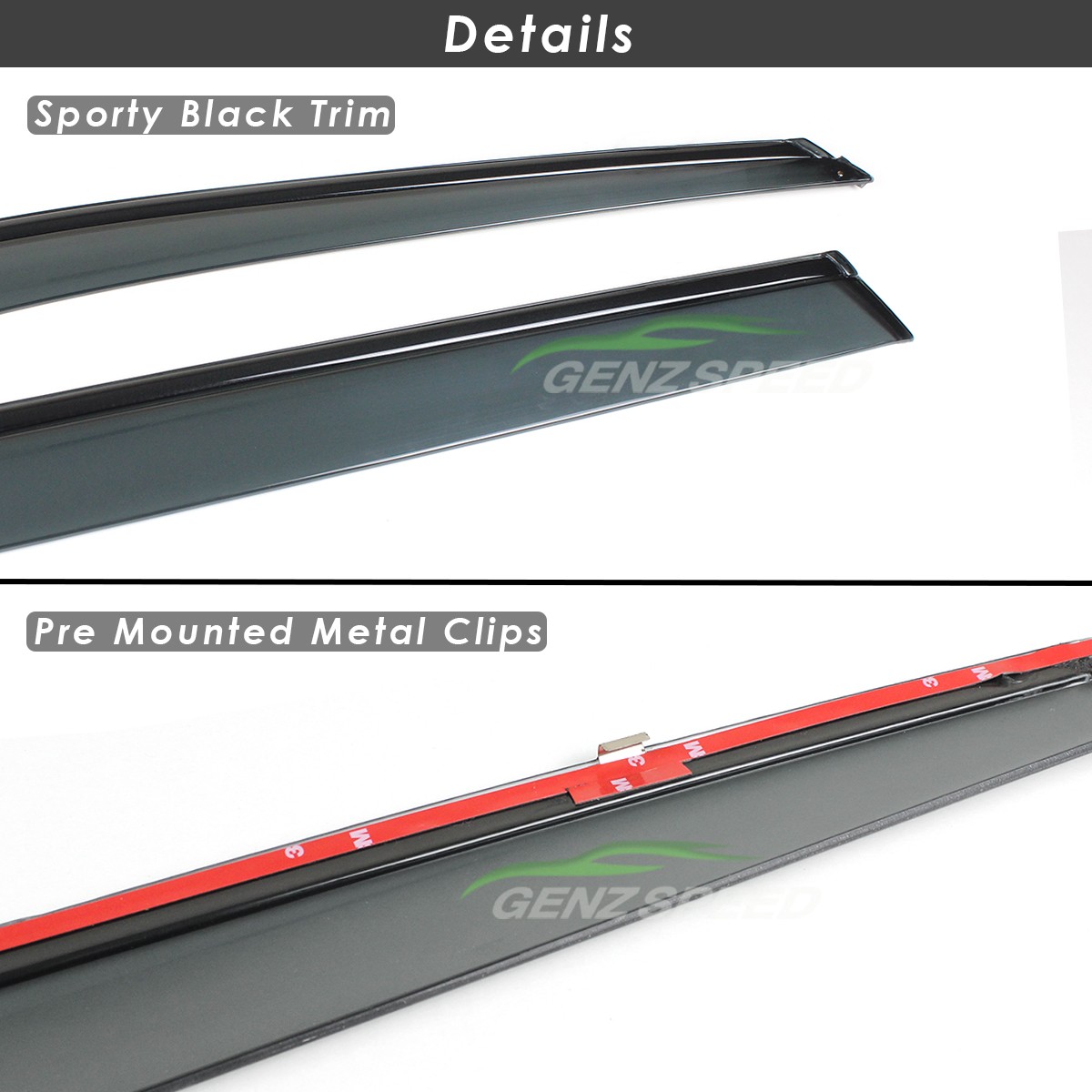 For 2010-2014 Subaru Outback Black Trim Smoke Tinted Window Visors Rain Guards