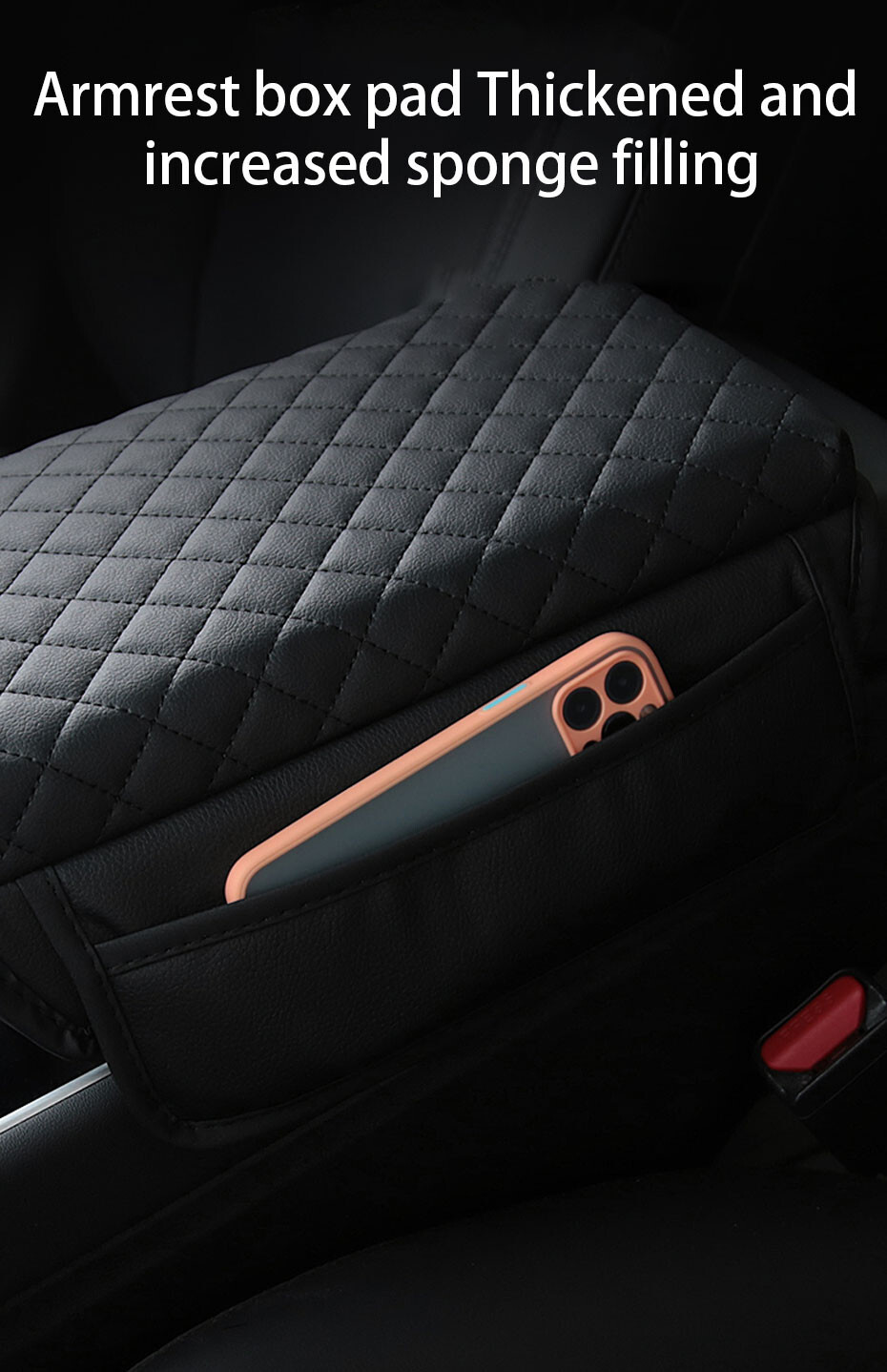 Car Armrest Pad Center Console Box Cover Protector Cushion W/Side Storage Bag