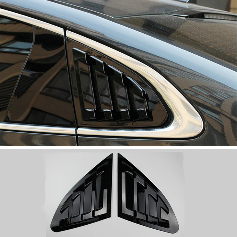 Bright Black Rear Side Window Scoop Louver Cover For Chevrolet Malibu 2016-2024
