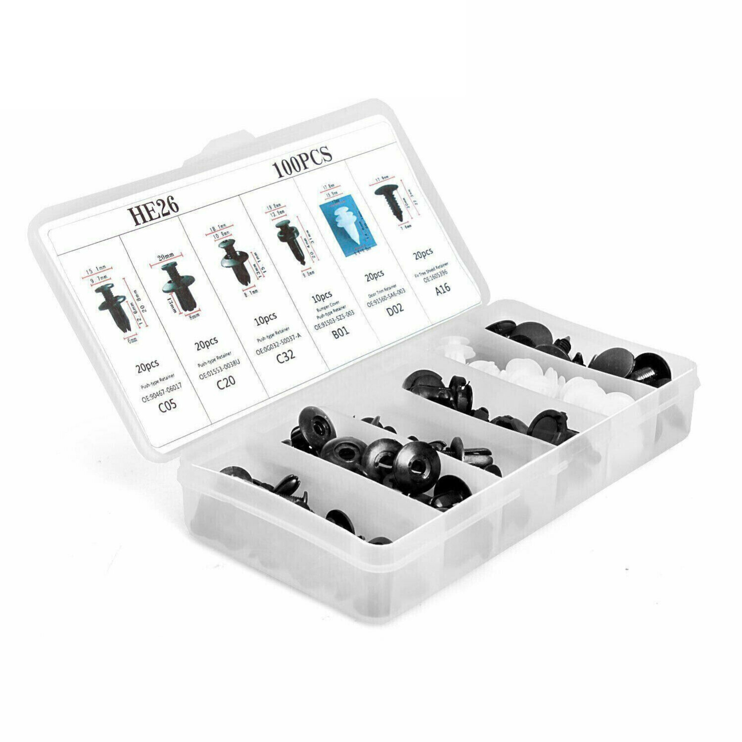Fixing Fastener Kit Bumper Fender Liner Push Type Retainer Clips for Toyota Car