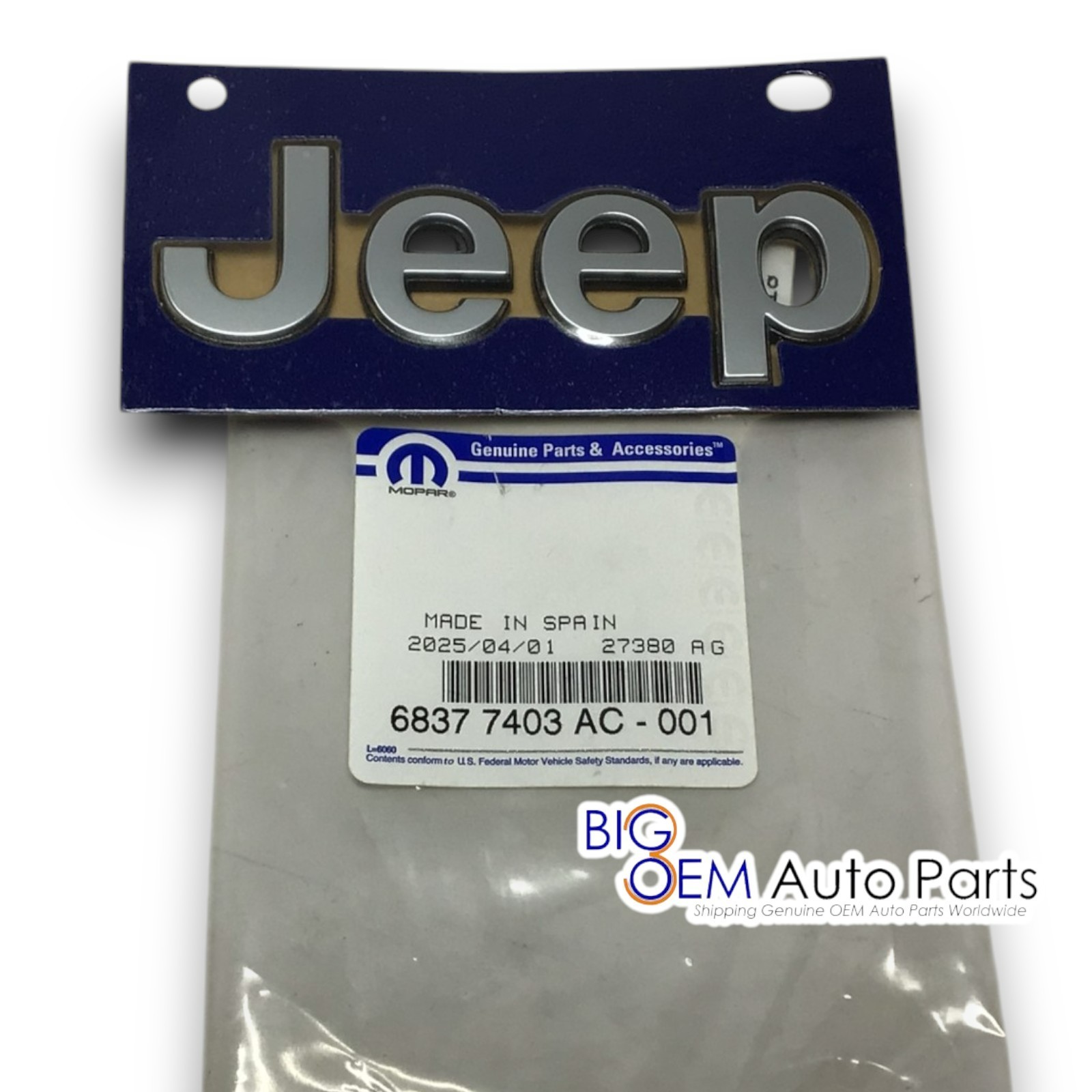 new OEM 2021 2022 2023 Jeep Grand Cherokee chrome Hood Nameplate 68377403AC