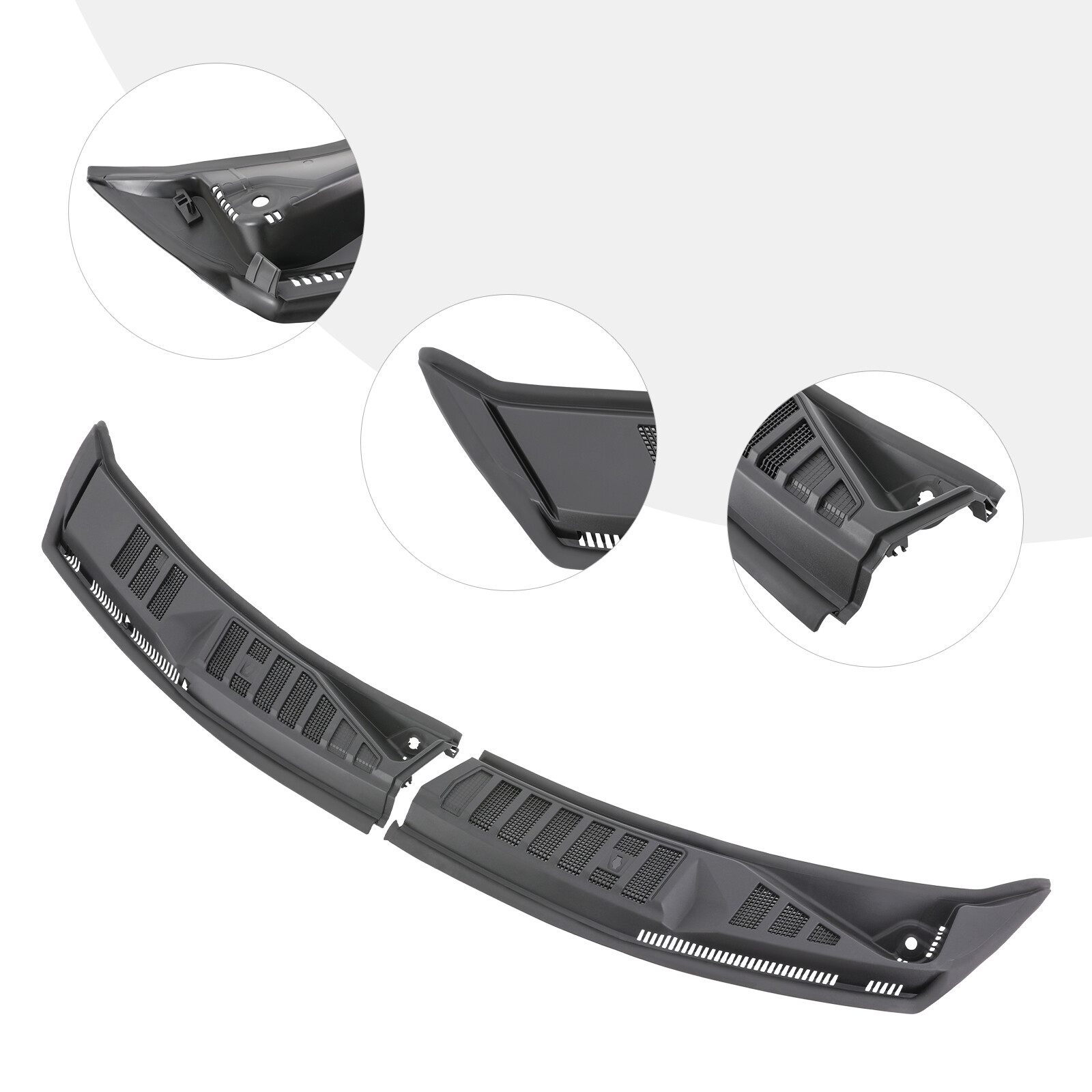 Windshield Wiper Cowl Grille for Ford F-150 2015-2020 Black Plastic Rubber