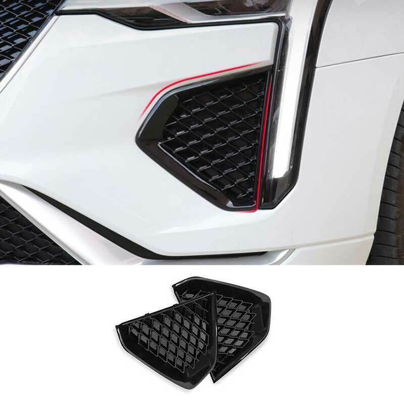 Front Fog Light Honeycomb Grille Repalce For Cadillac CT4 2020-2024 Glossy Black
