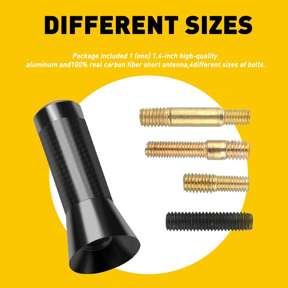 Black Carbon Fiber TRD Sports Short Antenna For Toyota 1.4″ General Purpose US