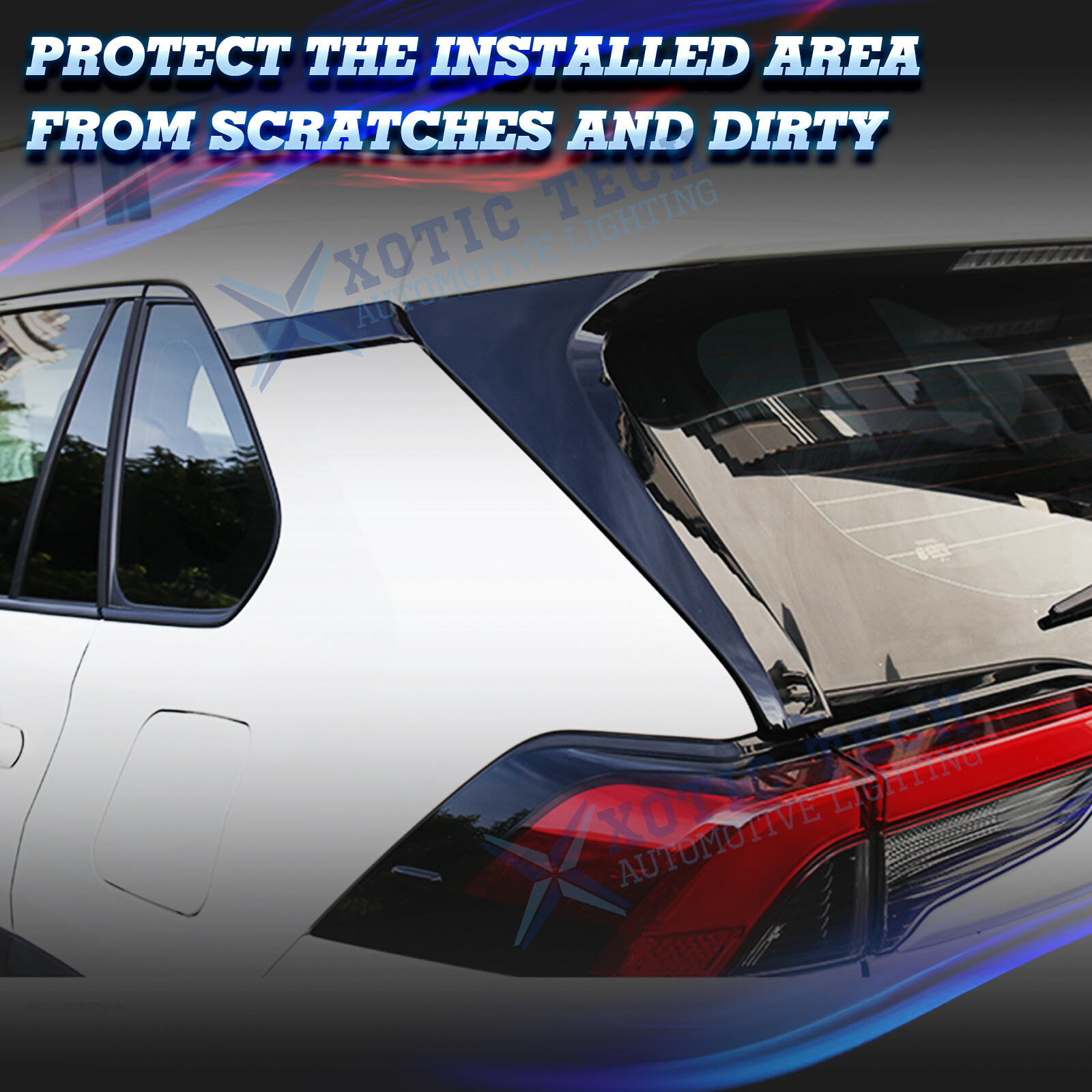 JDM Glossy Black Rear Window Sill C Pillar Cover Trim For Toyota RAV4 2019-2024