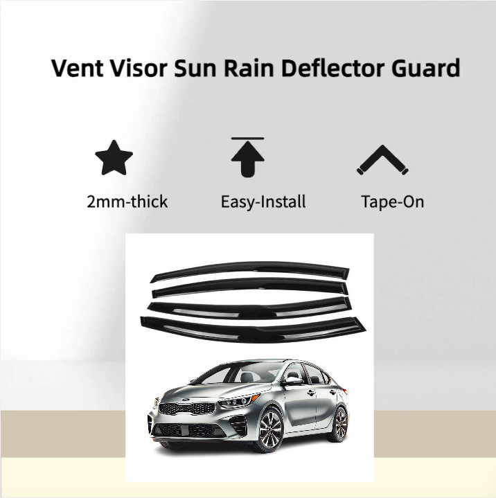 Window Visor Sun Rain Guard Deflector Fits KIA Forte Sedan 2014-2018