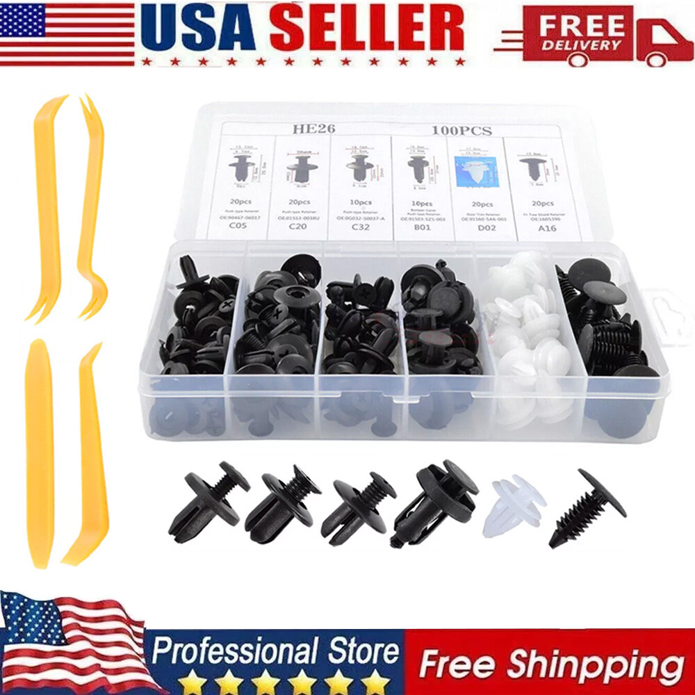 100Pcs/set Fender Liner Clips Fastener Rivet Push Clips Retainer 6 Size
