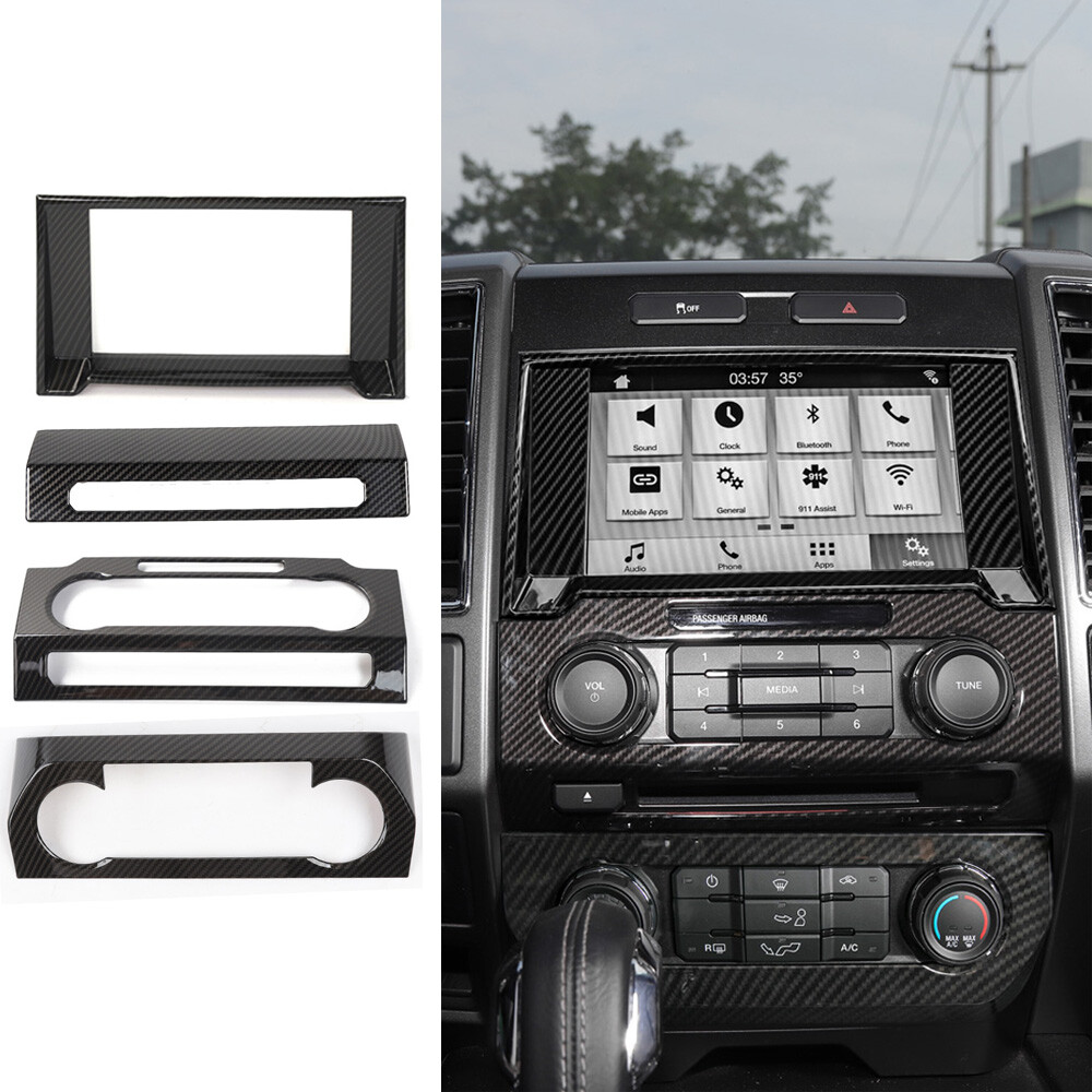 4X Central Control Panel Decor Cover Frame Trim for Ford F150 2015+ Carbon Fiber