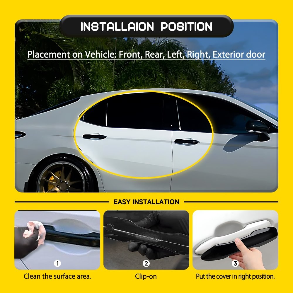 Gloss Black Exterior Door Handle Covers Snap-on For Toyota Camry 2018 2019-2025