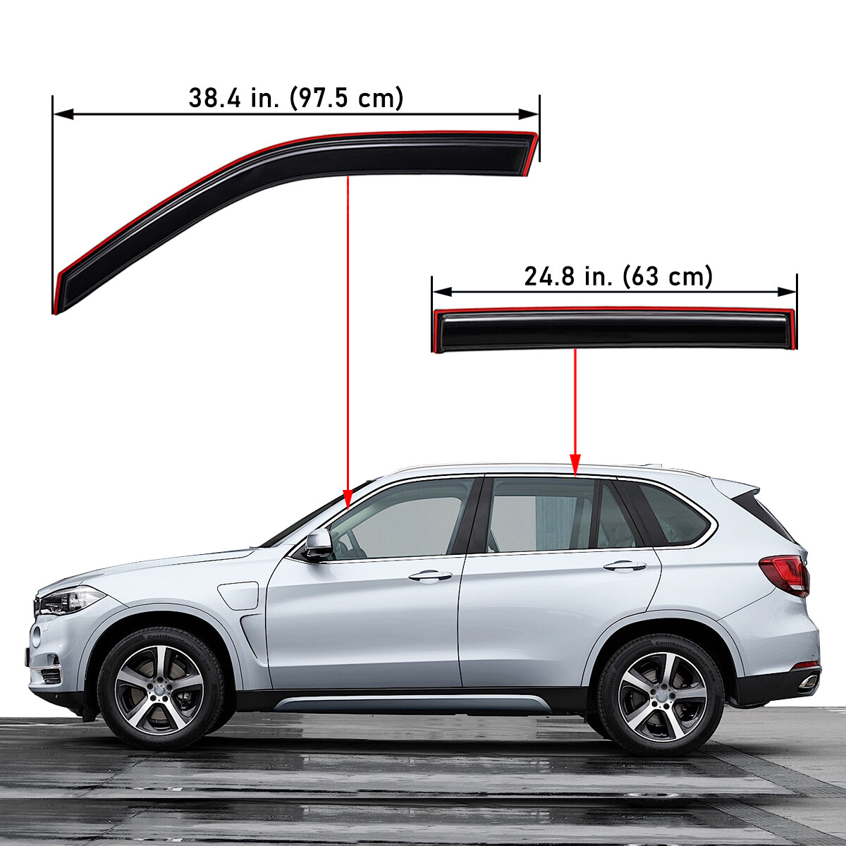 Fits 2014–2018 BMW X5 In-Channel Vent Shade Window Visor Side Window Deflector