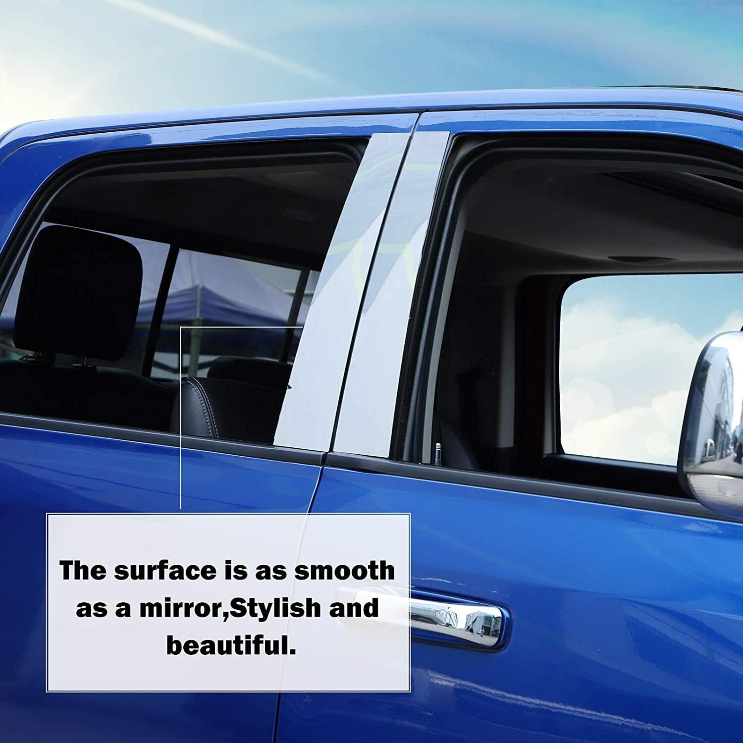 4x Chrome For Dodge Ram 1500 2500 3500 2009-2018 Pillar Posts Door Trim Decal
