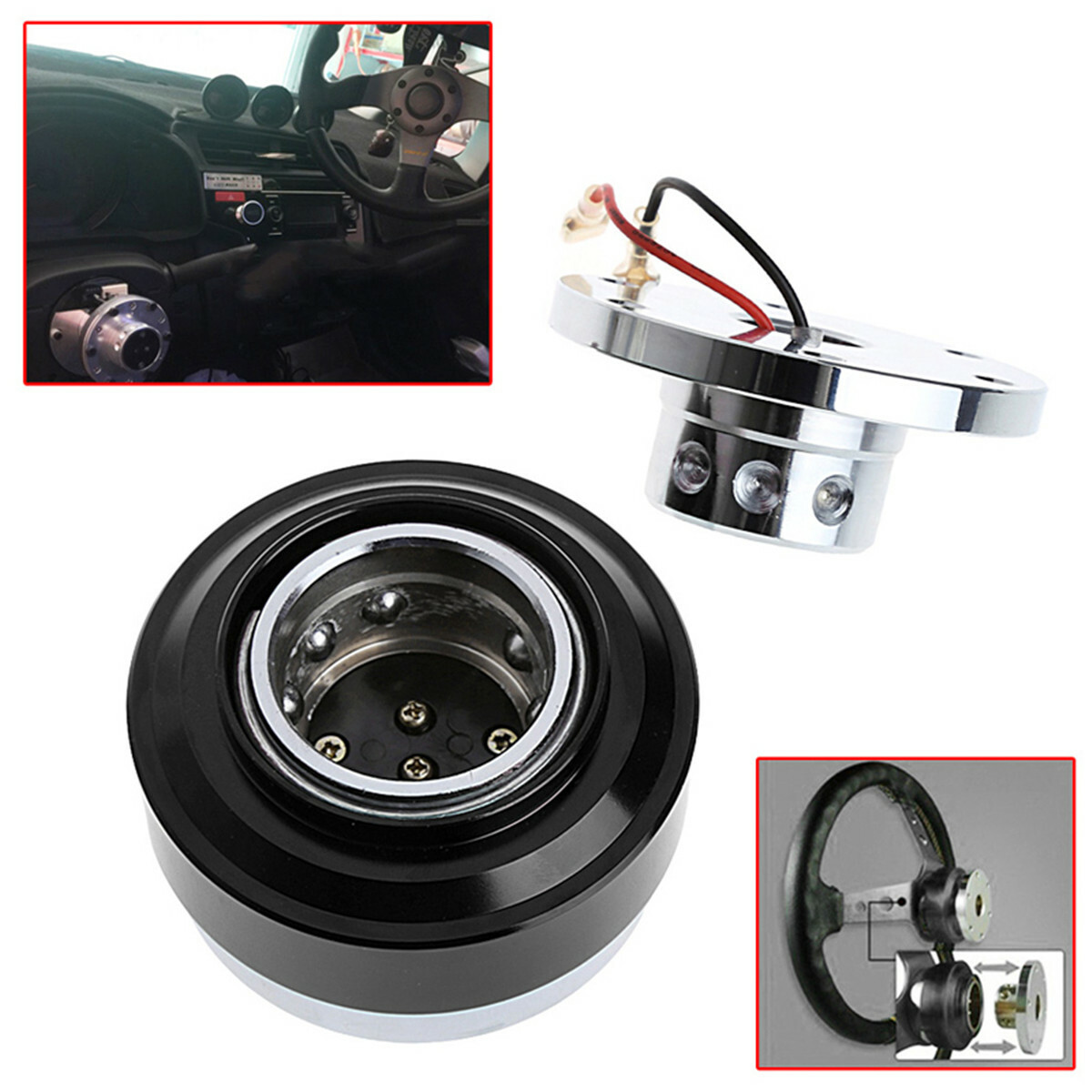 Aluminium Alloy Quick Release Hub For Car Steering Wheel With 6-hole Adapter Kit