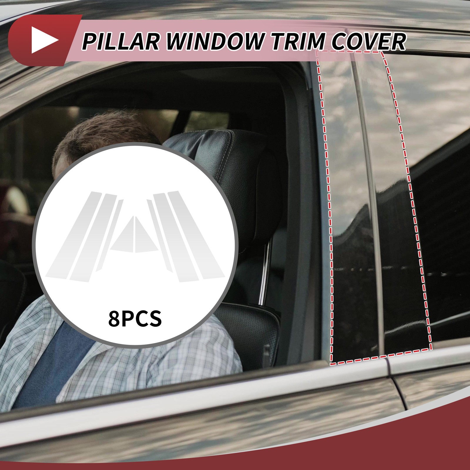 8 Pcs Door Pillar Window Trim for Nissan Sentra 2013-2017 Chrome Silver Tone