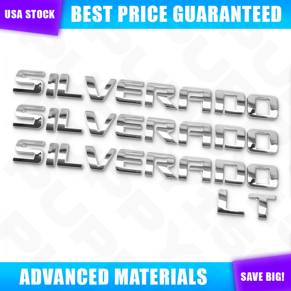 Chrome Front Rear Door Emblem Badge Tailgate Letters For Silverado 1500 2500 LT