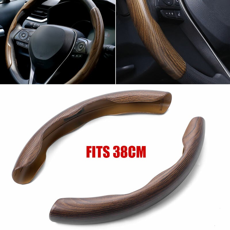 2Pcs Wood Grain Universal Car Steering Wheel Booster Cover Non-Slip Accessories