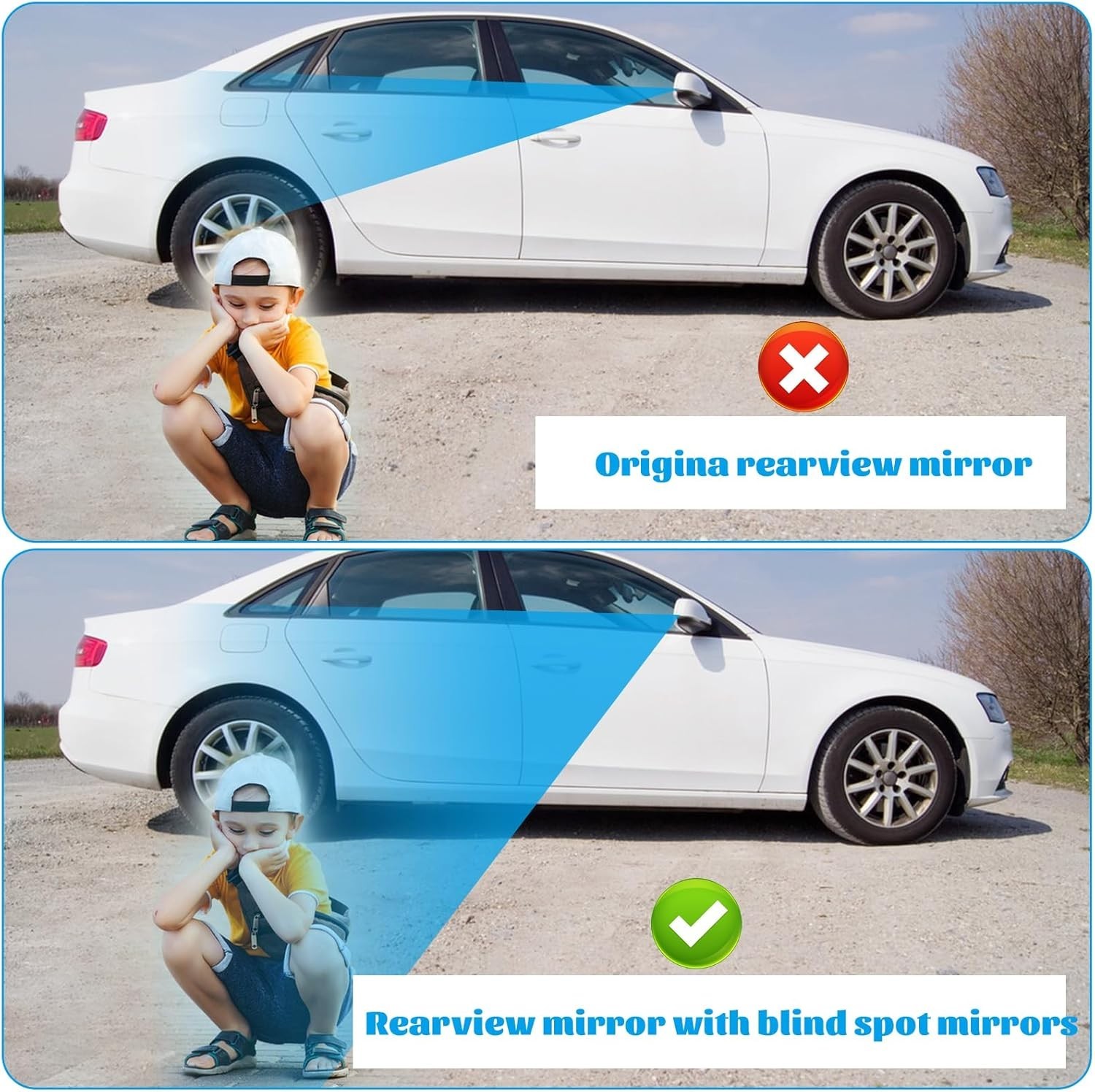 2 PCS Blind Spot Mirror for Cars Auto 360° Wide Angle Convex Rear Side View SUV