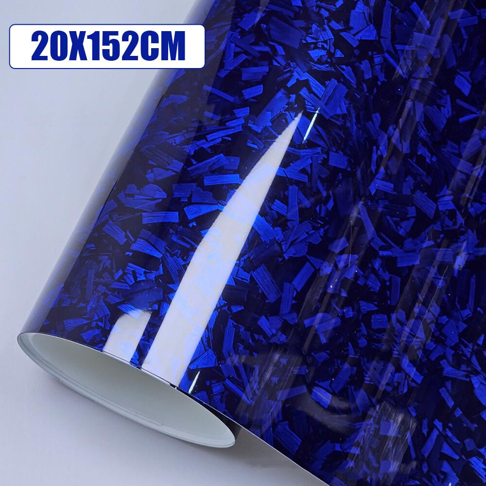 Car Carbon Fiber Film Glossy Forged Carbon Fiber Vinyl Foil Wraps Glossy Blue