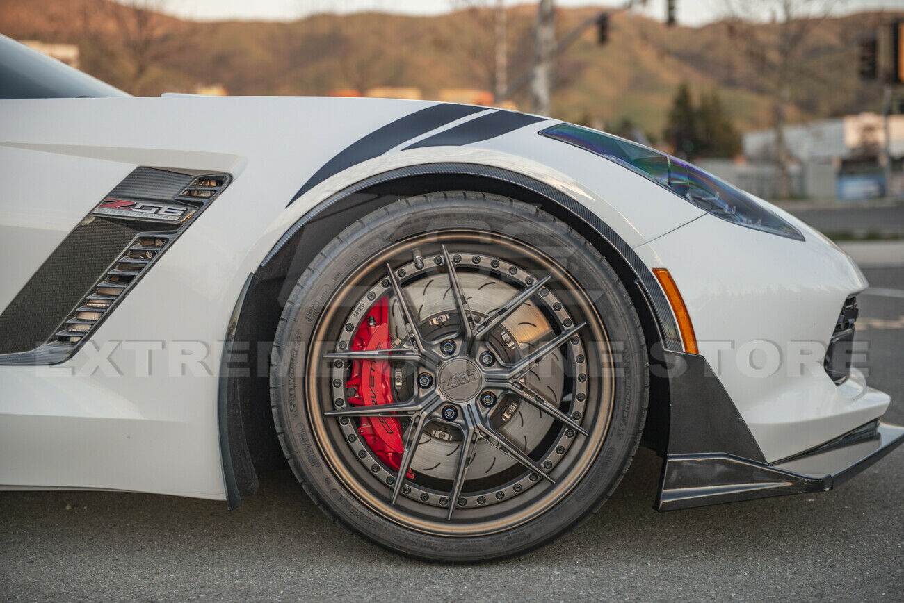 Front Wheel Trim Fender Flares For 14-19 Corvette C7 Hydro-Dipped Carbon Fiber