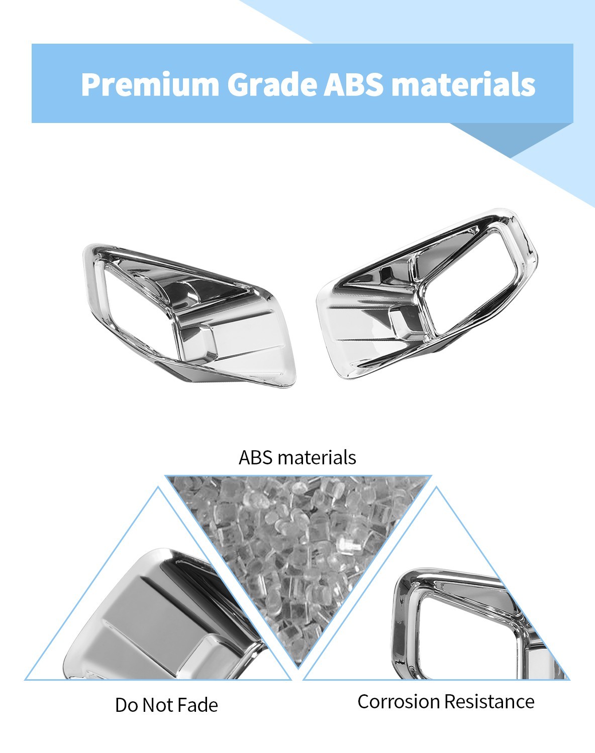 2PCS Chrome Front Bumper Fog Light Lamp Cover Trim For Ford F150 2015-2017 XLT