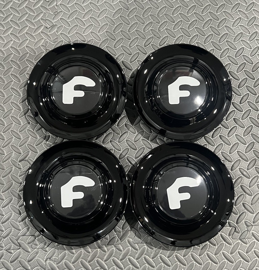 4 pcs Set BLACK CHROME Forgiato Floating Center Caps XL Hubcap Rim 7.2”-