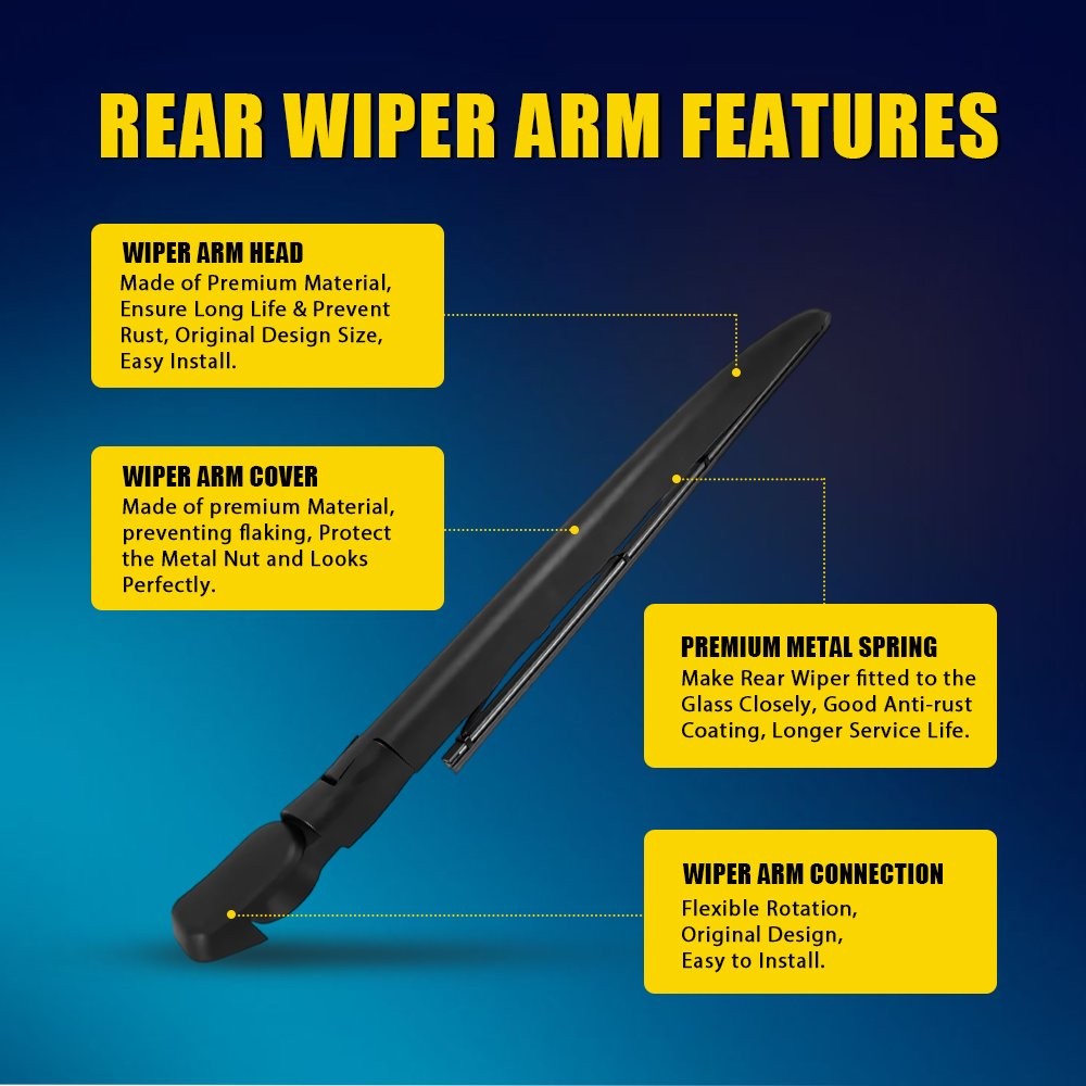 Rear Windshield Wiper Blade Arm For Porsche Cayenne 03-10 w/ Wiper Cover 1-5SET