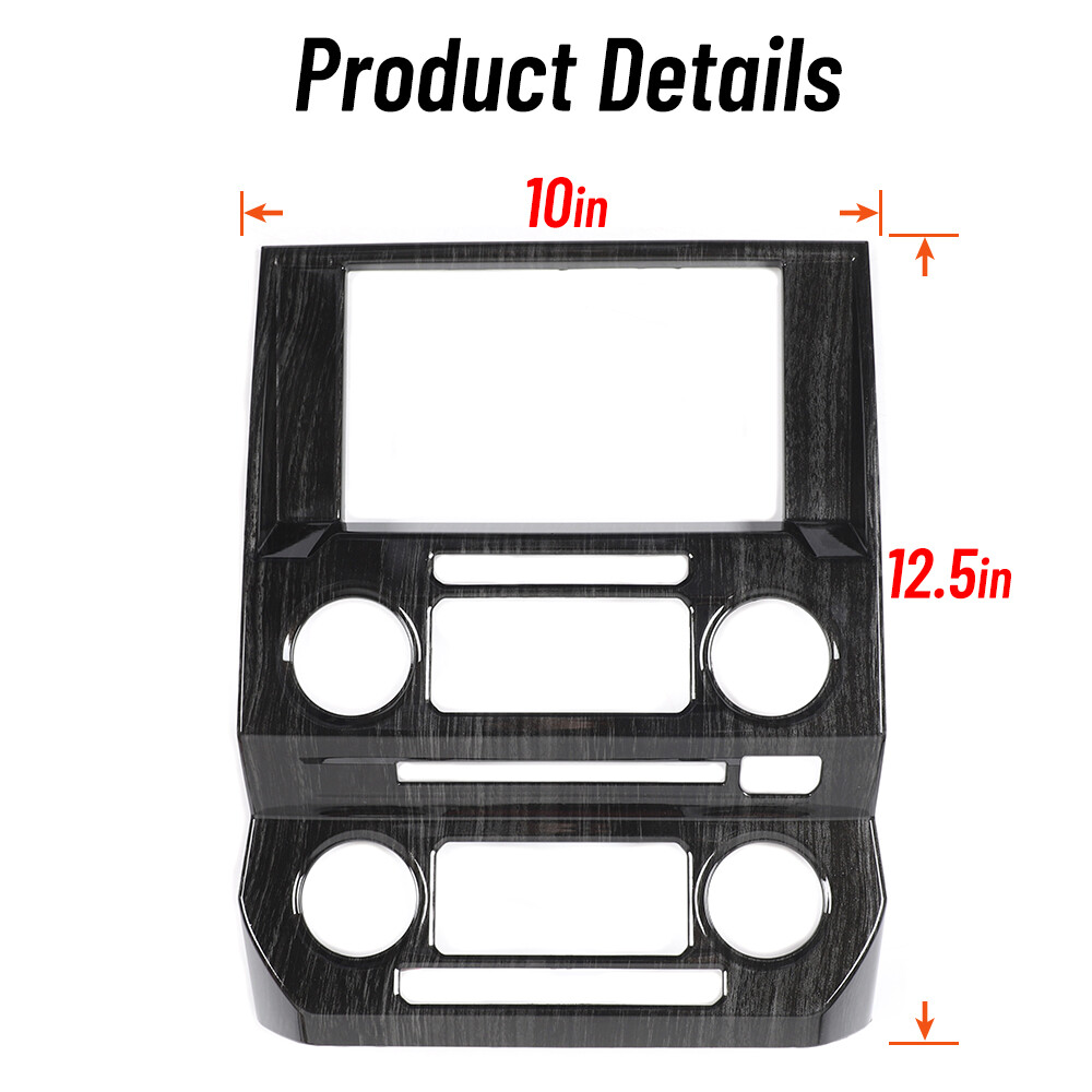 Black Wood Grain Console Navigation GPS Panel Trim Cover For Ford F150 2015-2020