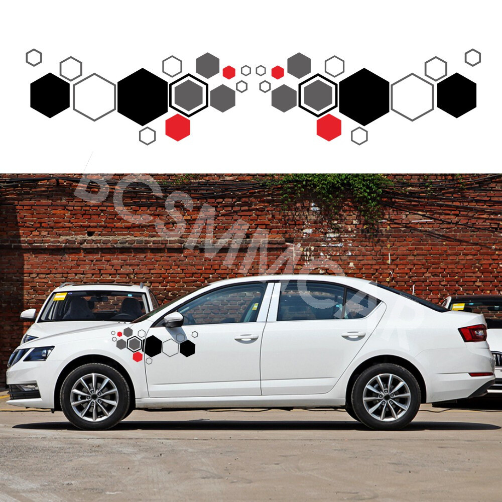 Car Hexagon Honeycomb Side Stickers Decals Graphics Vinyl Decorative Waterproof
