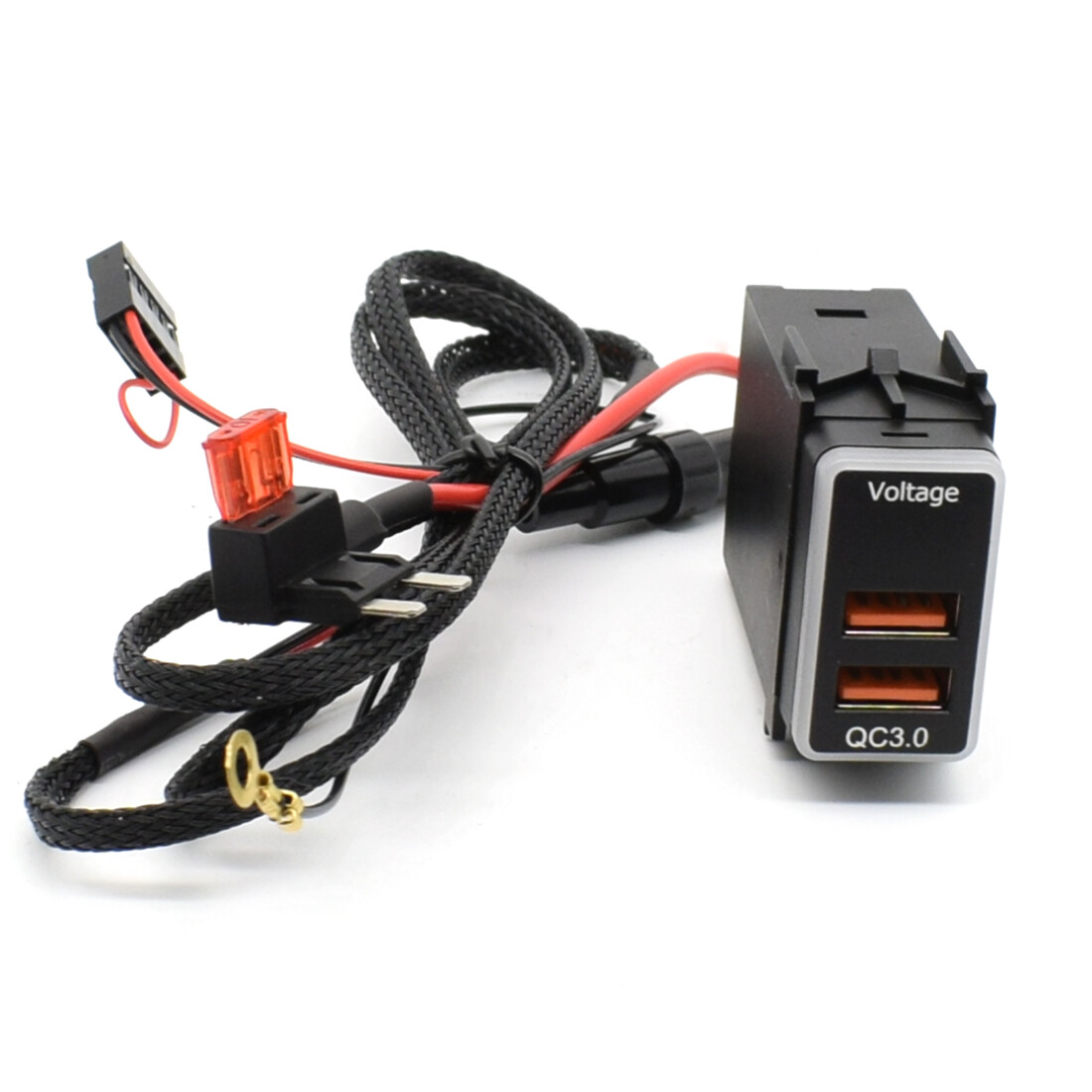 QC 3.0 QuickCharger Dual USB Phone Adapter Port LED Digital Voltmeter For Nissan