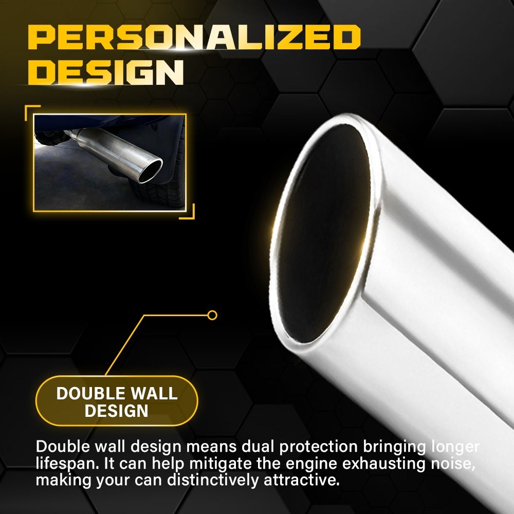 Silver Stainless Steel Exhaust Tip 2.5 Inch Inlet 4 Inch Outlet 18 Inch 2-6X