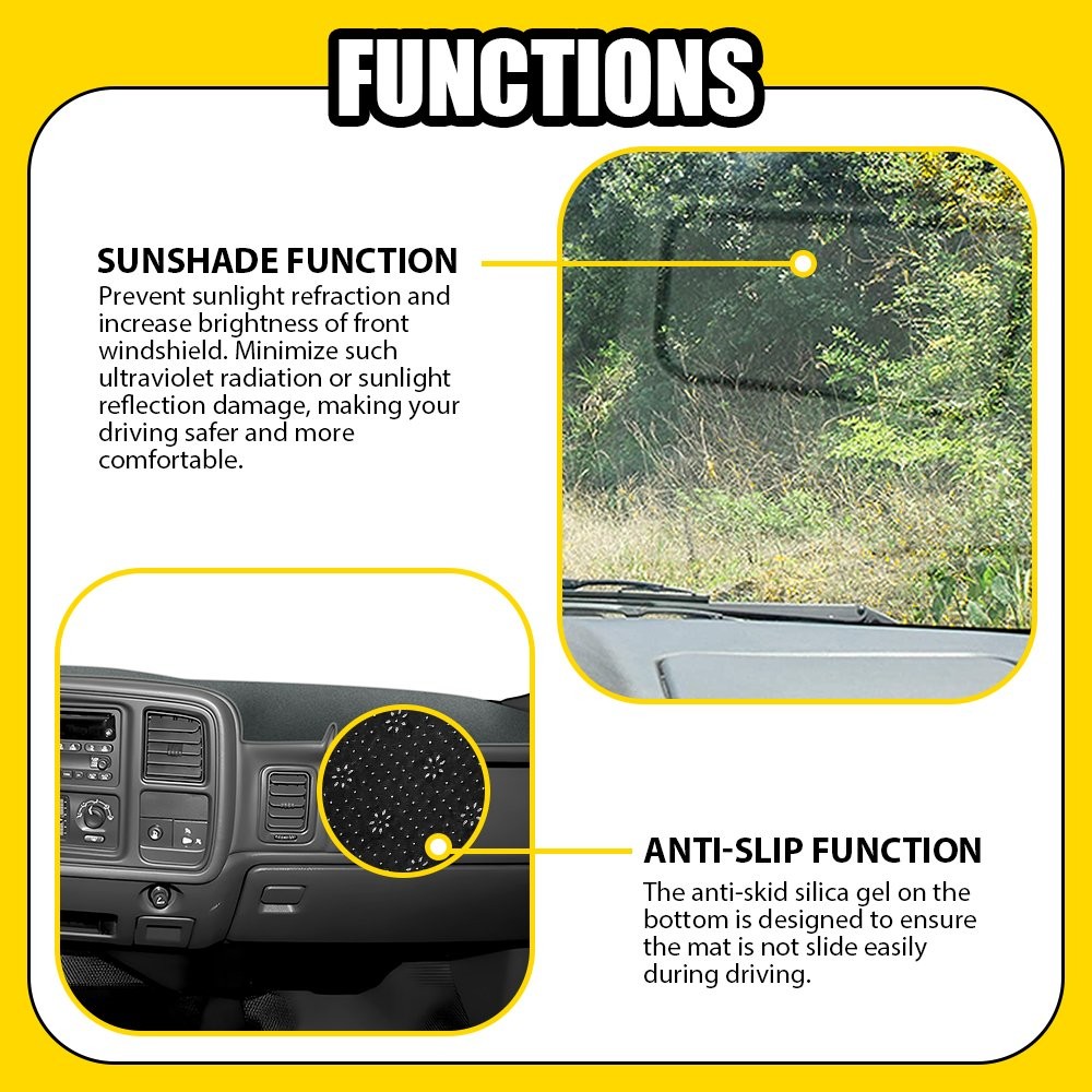 Gray Cover Dash Mat Interiors Dashboard Pad For 2000 2001 2002 2003-06 GMC Yukon