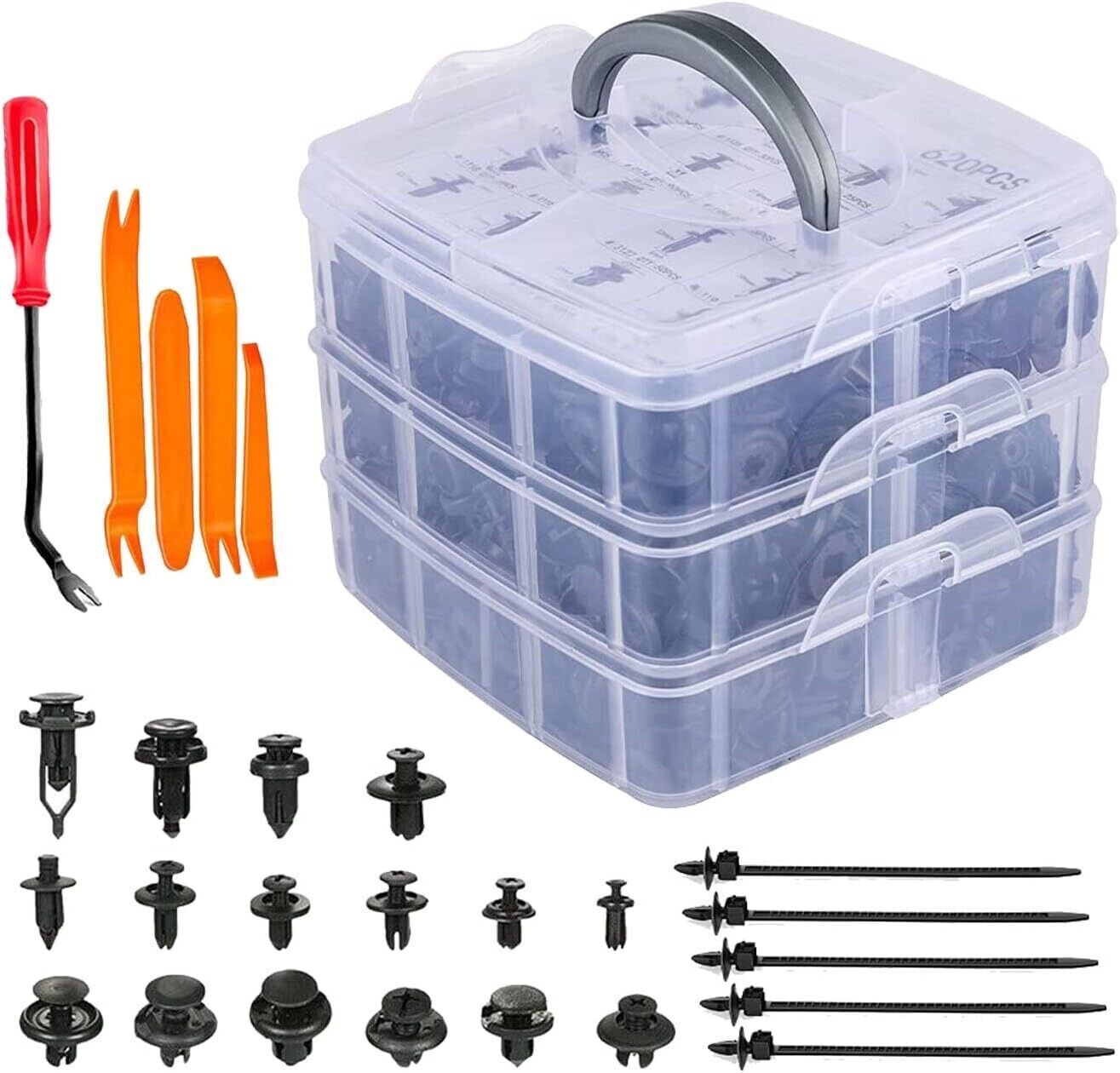 620PCS Car Body Retainer Clips Auto Fasteners Push Trim Pin Rivet Bumper Kits
