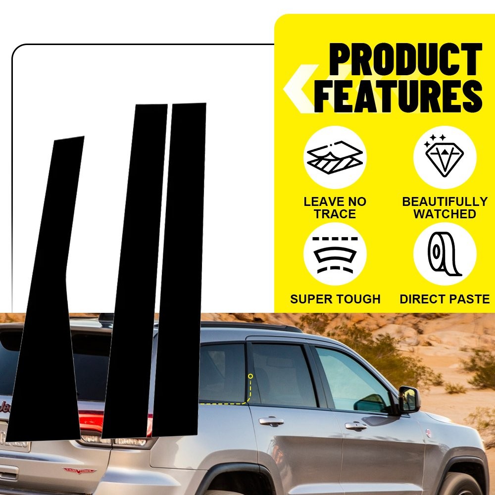 For Jeep Grand Cherokee 2011-2021 Glossy Black Door Pillar Post Side Cover Trim