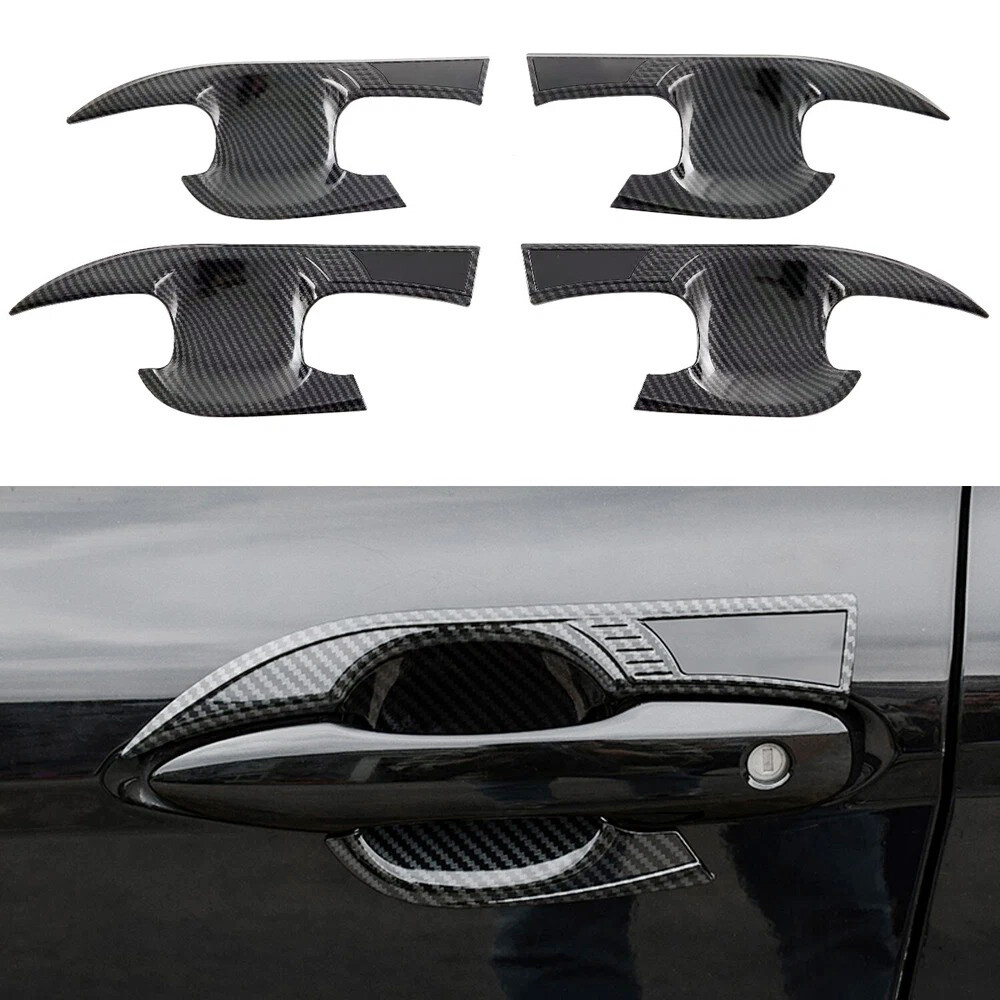Carbon Fiber Exterior Door Handle Bowl Cover Trim 4Pcs For Toyota Camry 2018-24