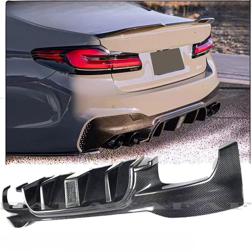 Carbon Fiber Fits BMW 5 Series F90 M5 2017-19 Rear Bumper Diffuser Lip LED
