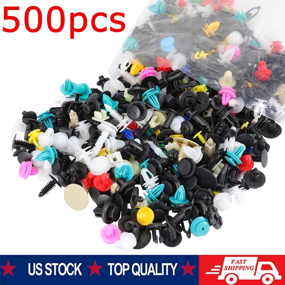 500pcs Clips Car Plastic Push Pin Rivet Trim Moulding Fastener Screwdriver USA