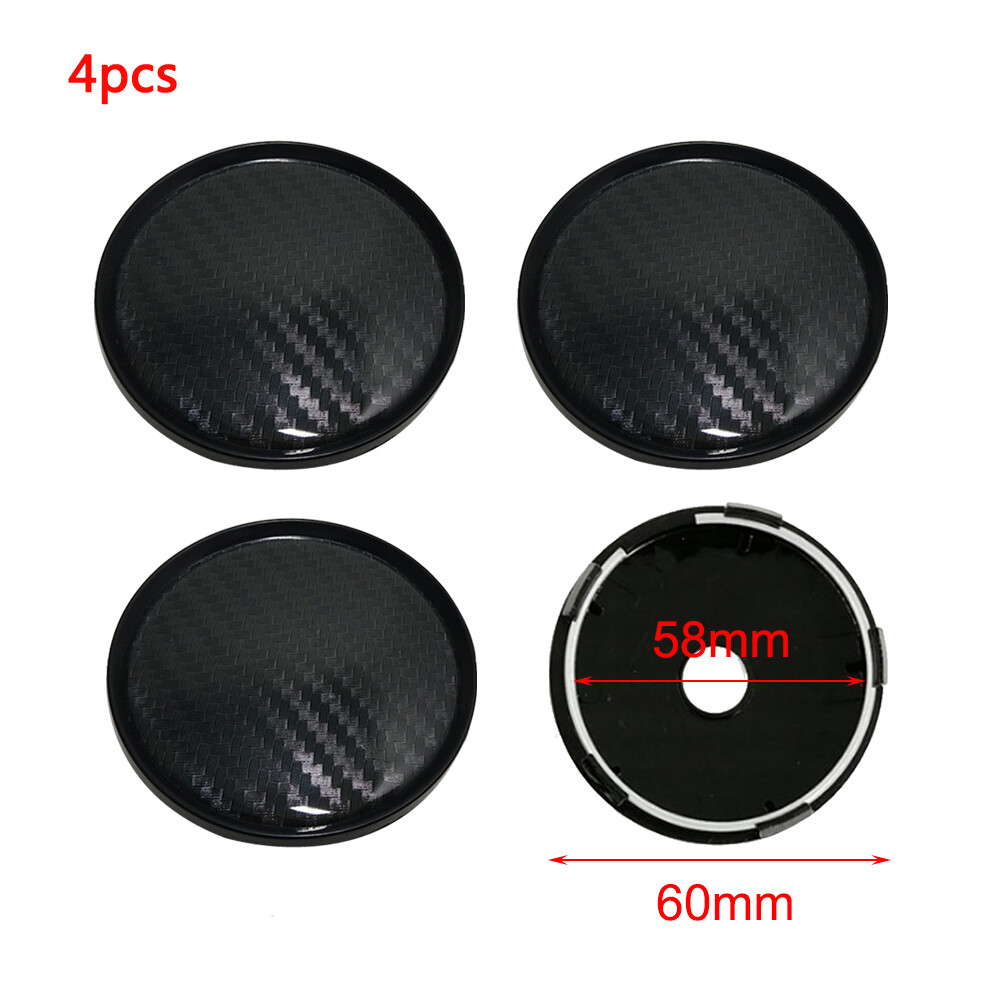 60mm Black Carbon Fiber Car Wheel Center Hub Cap Rim Hub Cover Decor Accessories