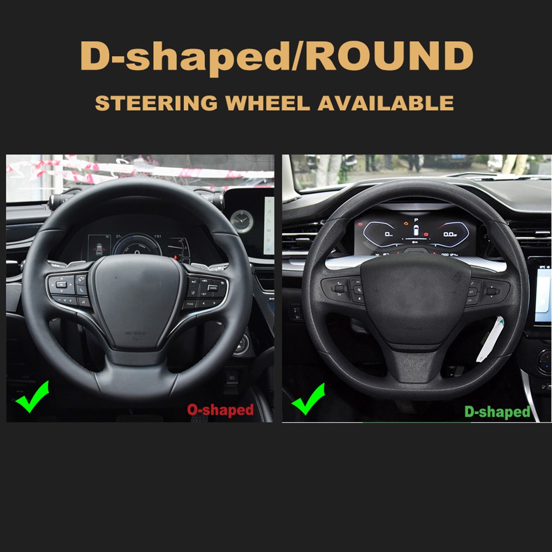 15” Genuine Leather DIY Car Steering Wheel Cover Breathable Anti-slip Gray