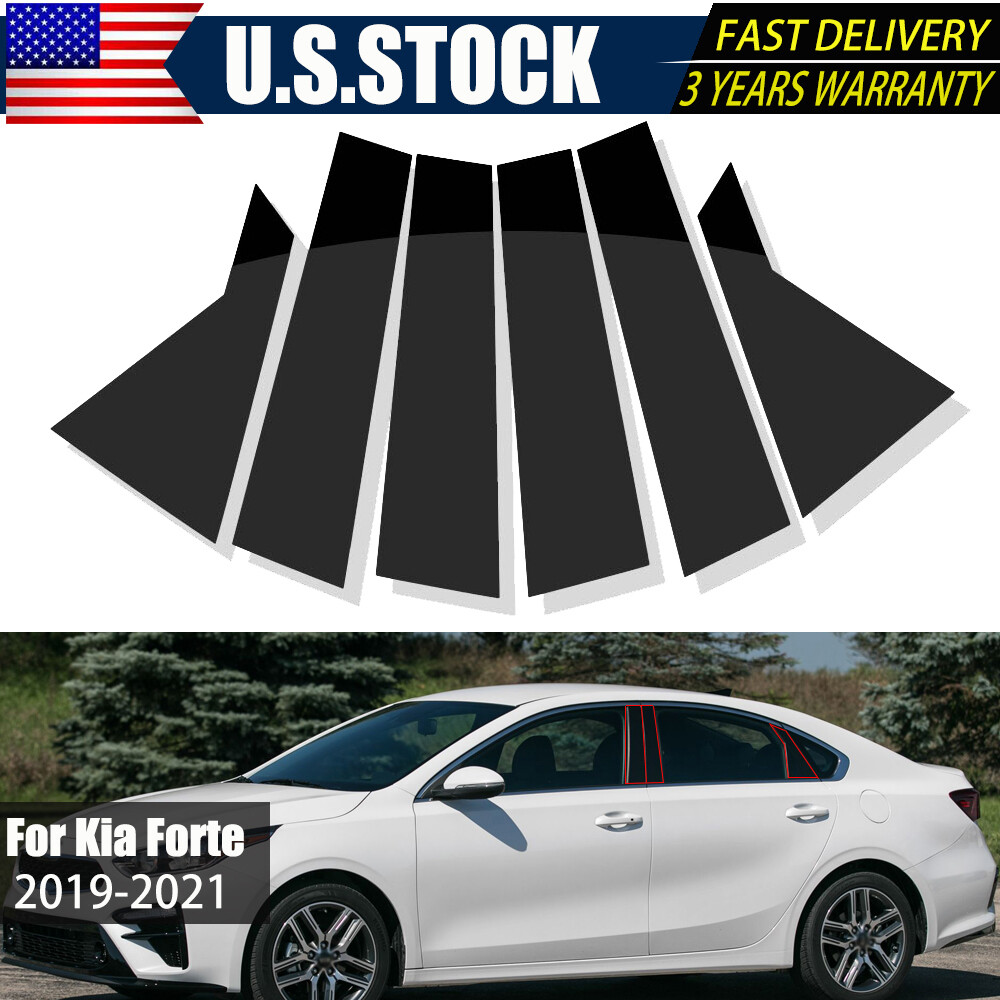 For Kia Forte Sedan 2019-2023 Gloss Black Pillar Posts Door Window Trim Cover