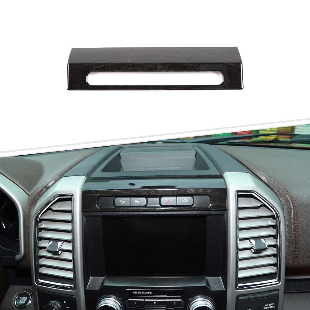 Emergency Light Control Panel Cover Decor Trim For F150 2015-19 Black Wood Grain