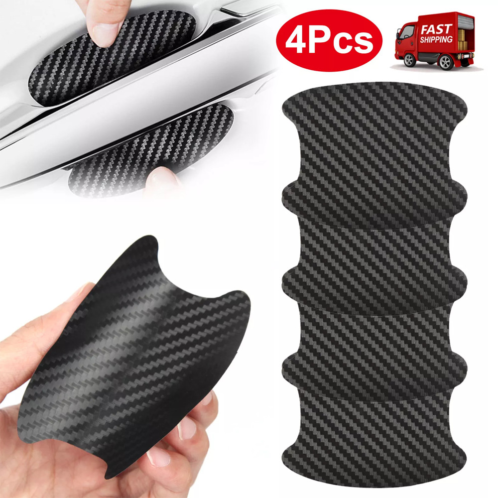 4PCS Universal Car Carbon Fiber Stickers Door Handle Protector Film Anti Scratch
