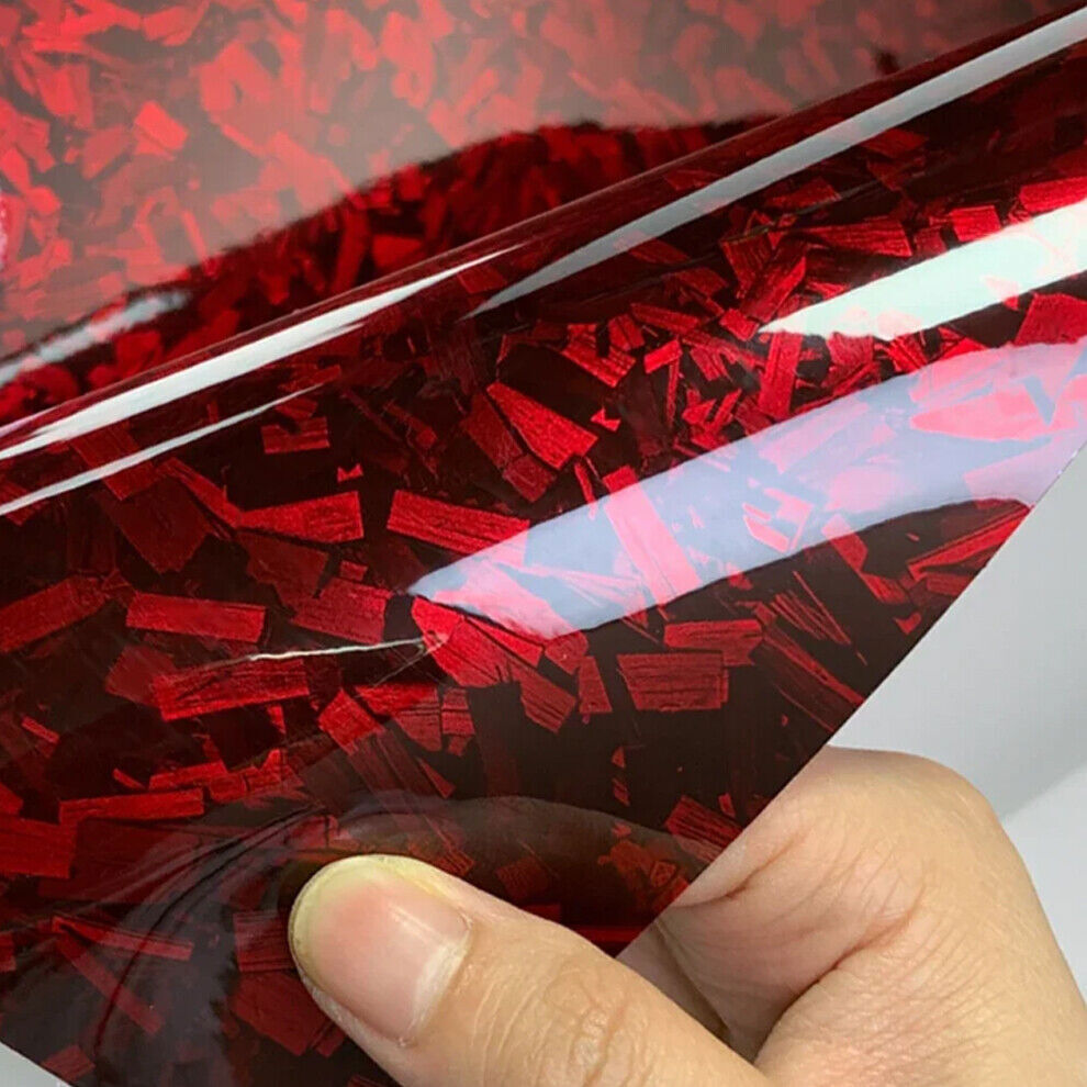 20cm*152cm High Glossy Red Forged Carbon Fiber Car Sticker Adhesive Vinyl Wrap