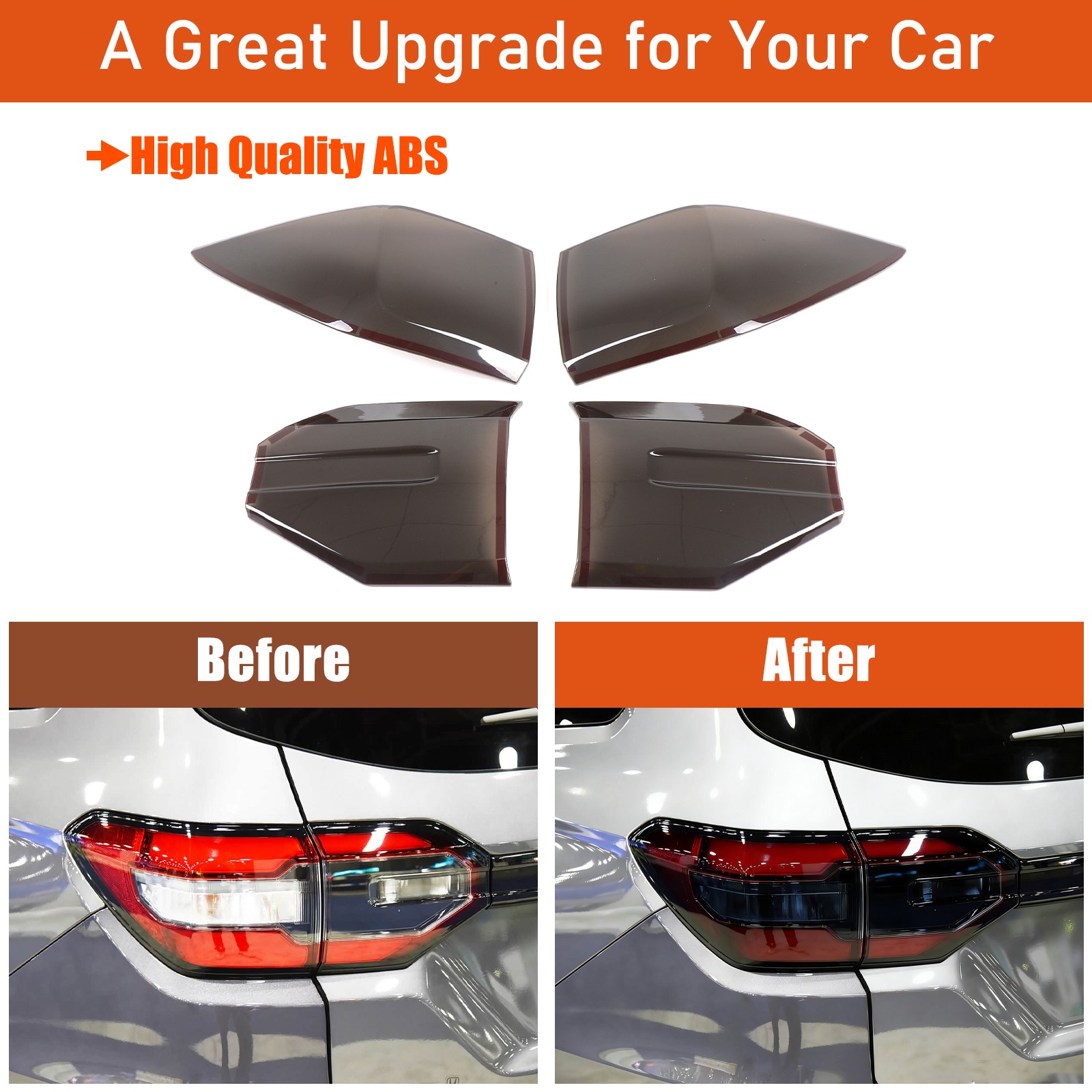 Transparent Gray ABS Smoked Tail Light Cover Trim For Honda Pilot 2023-2025 US