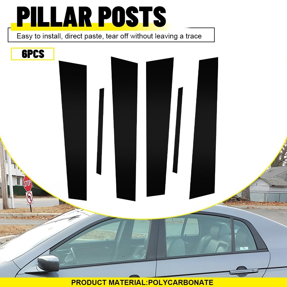 6pcs Gloss Black Pillar Posts for Acura TL 2004-2008 Door Trim Piano Cover Kit U